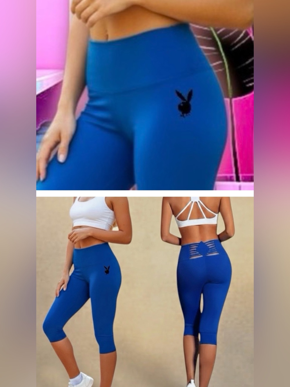 NWT Onzie x Playboy’s “Sun Ray' Cutout Back Capris Cobalt Blue